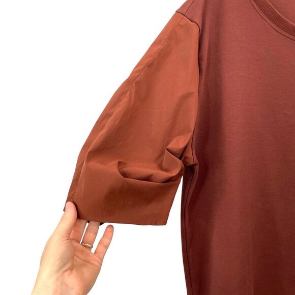 Athleta Harlow Hybrid Tee top blouse Size M‎ brick orange - Picture 4 of 6